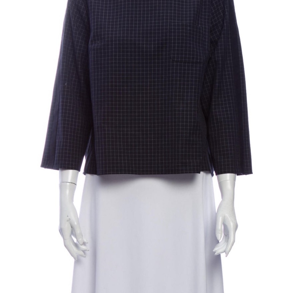 Worth Navy Checkered Women's Top